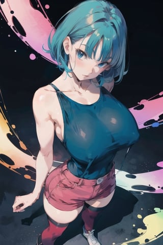 (masterpiece, best quality), ultra resolution image, (1girl), (solo),blue hair, bulma brief, mature female, huge breast,full high definition, full hd,pink medium hair, full pink transparent dress, see-through, tokyo landscape, full body, dynamic pose, looking at the vewer, dynamic angle, thighhighs, wide hips,anime,High detailed ,better_hands, ((portrait)) ,bulma