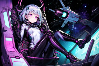 best quality,4k,(1girl,solo,fullbody),(short hair,light_purple_hair,neon_hair),purple eyes,dead eyes,dive_clothes,on_spaceship,space,stars,panel,wii remote ,
coreful_space,




