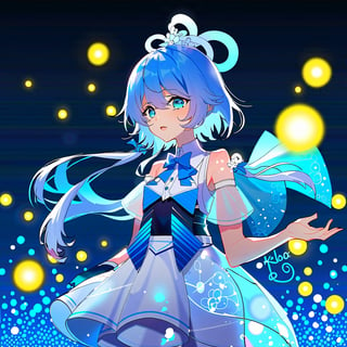 1girl, solo,lty,ribbons, bowties, buttons, pleated skirt, flowers,(((clouds:0.3),multiple_luna,(floating_fortress technology machinery),night sky background))