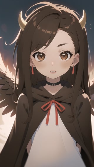 (dynamic pose), cute crimson red eyes, almond lips, choker, angel wings, horns, arms behind the back, black cloak,



EnvyBeautyMix23,KunoTsubakiv1,EnvyBeautyMix23,asuna yuuki,long hair,brown hair,(brown eyes:2)