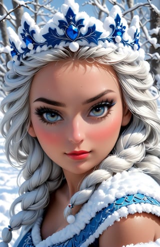 Very beautiful Snow Maiden in a snow crown, photorealistic painting by Anna Katarina Blok, presented at the cg society, fantasy art, detailed painting, charming, daz3d
