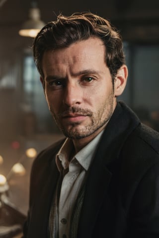 analog style portrait of (man), (emotion), looking at the camera, f1.4 lens, dramatic composition, cinematic lighting, (secondary emotion), (third emotion), (extra details),(full body:2)