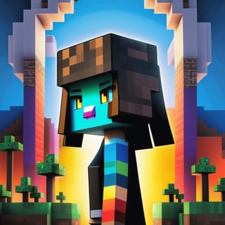 Behold a woman captured in the enchanting essence of poster art, her silhouette a vibrant play of colors that tell a silent story. Each hue echoes a different emotion, blending seamlessly into an emotional symphony.
,minecraft