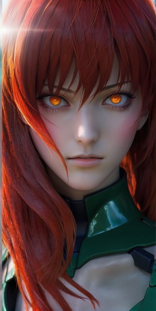 body art portrait of beautiful woman, Asuka Langley from Evangelion, post apocalyptic, charismatic looks, beautiful face, pale skin, nice hot eyes, photorealistic,maximum texture,
 Perfectionism, Cinematic Lighting, extremely detailed , Post-Production, 8K,realistic shaders effects,makima