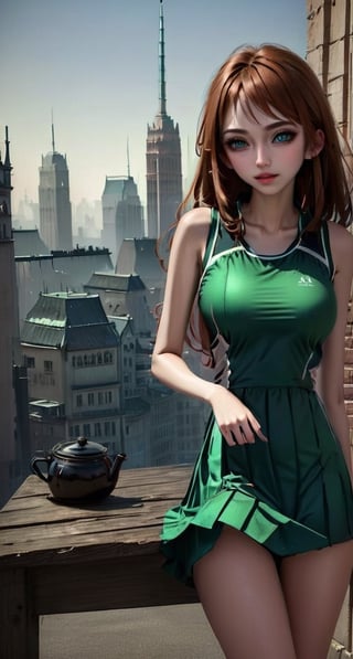 a woman laying on top of a table next to a city, an anime drawing, trending on cgsociety, extremely cute anime girl face, girl with white eyes, 3 d render beeple, portrait cute-fine-face, in an anime style, huge anime eyes, 🌺 cgsociety, 2049, cute anime face
,Tennis Dress,DonMn1ghtm4reXL