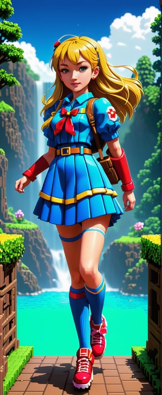 Pixel-Art Adventure: 8-Bit Girl Heroine**: A pixelated 8-bit girl embarking on a vibrant and charming adventure.

