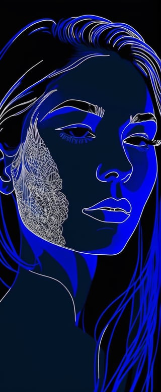 Minimalist Line Art Drawing of a Thoughtful Girl**: A sleek and modern line art drawing capturing a minimalist yet highly detailed portrayal of a contemplative girl.
,blacklight makeup
