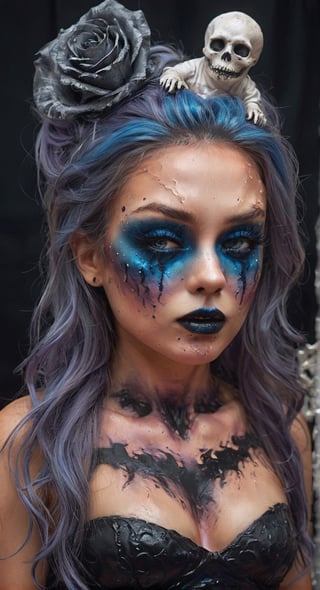 Hyperrealistic sexy Girl Portrait**: An extremely high-resolution hyperrealistic portrait of a girl, pushing the boundaries of realism with fine textures and lifelike details.
,aw0k halloween makeup