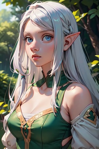 (masterpiece:1.4), (best_quality:1.4), (realistic_look), (captivating_aurora), (intense_gaze), (mesmerizing_eyes), (ethereal_beauty), (graceful_pose), (enchanting_presence), (detailed_clothing), (elven_attire), (flowing_hair), (pastel_color_palette), (natural_surroundings), (forest_background), (ethereal_lighting).