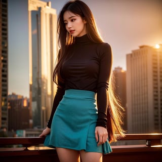 Young woman at 25: 1.3, Long hair: 1.2, Professional skirt: 1.2, Daytime: 1.2, Square: 1.2, cinematic lighting, Surrealism, UHD, ccurate, Super detail, textured skin, High detail, Best quality, 8k