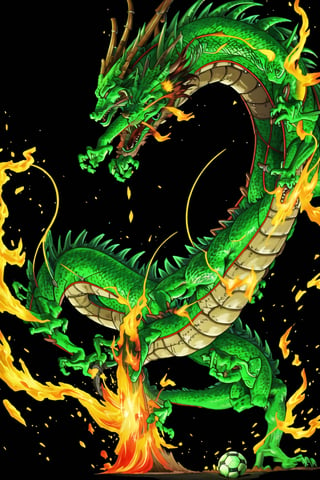 a dragon kicking a soccer ball, vibrant colors, detailed dragon scales, intense action, stadium background, realistic dragon face, fiery breath, strong legs, dynamic motion, energetic play, dramatic lighting, football field, dragon jersey, professional match, stadium crowd, dragon claws, dragon wings, goal post, soccer referee, cheering fans, soccer ball in mid-air, dragon tail swaying, flying dragon, soccer match, dragon eyes, dragon horns, soccer boots, dragon scales glistening, dragon breathing fire, dragon in mid-air, dragon soaring above the stadium, dragon celebrating a goal, dragon tail whipping, dragon using its wings to glide, dragon dribbling the ball, dragon shooting the ball, dragon jumping for a header, dragon defending the goal, dragon scoring a goal, dragon displaying agility, dragon executing a skillful maneuver, dragon competing with human players, dragon being the star player, dragon attracting all attention, dragon dominating the game, dragon displaying its athleticism, dragon displaying sportsmanship, dragon bringing excitement to the crowd, dragon exhibiting teamwork with human players, dragon showing off its soccer skills, dragon artistically controlling the ball, dragon exhibiting precision and accuracy in its shots.