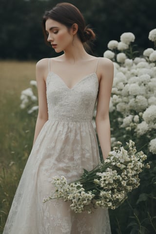 a girl,style of Alessio Albi , dress flowers 