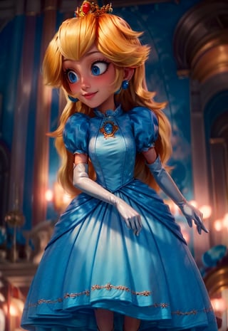 4k, photography hiperrealistic, 1girl, princess rosalina, NFSW, full body photography, blonde hair, HALF NAKED, HALF DRESSED in a blue dress, hair over eyes (one eye covered: 1,2), filmic, film grain, depth of field, blurred background ,  , intricate detail, ultra-realistic photography, sharp focus, majestic, Trending in CGSociety, Artstation, best quality, cinematic lighting, realistic, highly detailed,3DMM