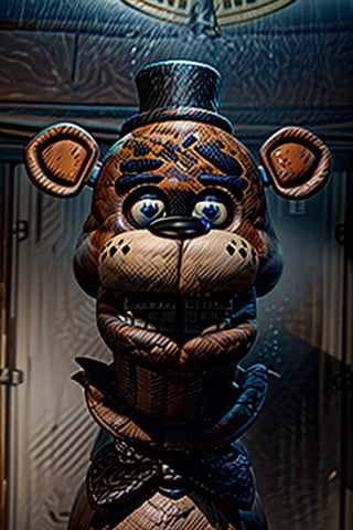 portrait commission of freddy fazbear,realistic,hyperdetailed,photorealistic,detailed face,art by greg rutkowski,trevor henderson,ross tran,artstation,deviantart,4k,western comic style,sharp lineart,professional lighting,professional shading,monster,darkart,freddy,perfect,FFIXBG