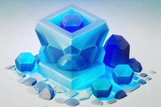 large water crystal deposit, object, 3d vray render,ISO_SHOP,Isometric_Setting,blue, blue stone,gem, isonade orca, blue color, bright blue neon