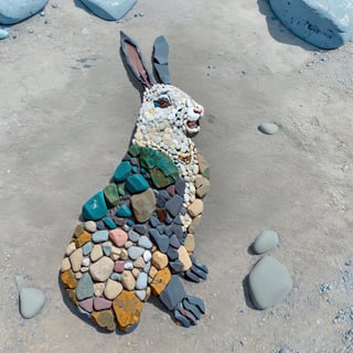rock_2_img, rock image, rock art, rock, a stone rabbit made out of rocks ,High detail