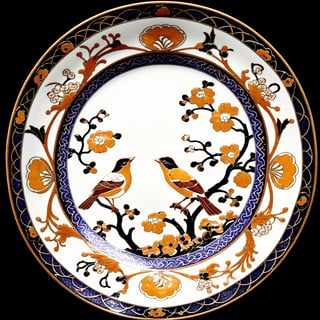 fnxipltz, a plate with a bird and flowers on it with art nouveau acccents, ultra sharp