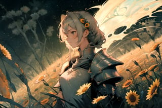 masterpiece, 1girl, upper body, paladin, flower meadow,xjrex