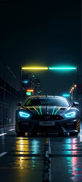 (digital artwork), Super car, wide body kit, modified car, racing livery, rainingmasterpiece, best quality, realistic, ultra highres, depth of field,(full dual colour neon lights:1.2), (hard dual colour lighting:1.4), (detailed background), (masterpiece:1.2), (ultra detailed), (best quality), intricate, comprehensive cinematic, magical photography, (gradients), colorful, detailed landscape, visual key,