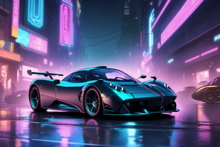Cyberpunk, neon lights, super car, pagani, cyberpunk car, night, detailed background

masterpiece, best quality, ultra-detailed, very aesthetic, illustration, perfect composition, intricate details, absurdres, no humans,