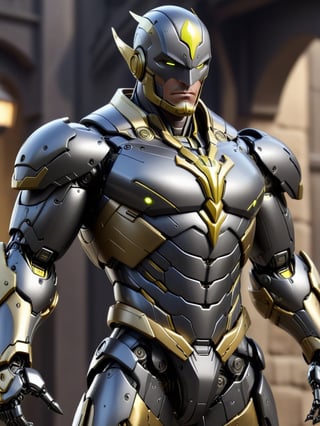 genji robot mix with black adam mechinal details, intricate details, hd deetails, high quality, full body view, sharp details, sharp focus, 128k