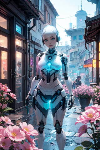 (Full shot:1.5),figure of biomechanical cyborg little girl made of glass was (picking a flower by hands), transparent, see-through intricated interal mechanical metal part, metal array, hi-tech, sci-fi, difficult, chip, circuit, post-production, elegan, teal and pearl white , ((She was picking pink flowers)) ,flower garden, outdoor,high_res,cyborg style,,,Masterpiece, colors, 3d octane render, 4k, concept art, trending on artstation, hyperrealistic, Vivid colors, extremely detailed CG unity 8k wallpaper, trending on ArtStation, trending on CGSociety, Intricate, High Detail, dramatic,(super detailed), (beautiful background, detailed background),(front lighting:1.5),futurediff,(masterpiece:1.2), best quality,fantasy,excellent oil painting of a The Island of Dreams A place where all your deepest desires come true, vibrant colors, powerfull style with epic dramatism, best quality, maximum quality, intricate details, ultrasahrp, ambient oclusion, realistic shadows, art by Bastien Lecouffe Deharme, 8k, oil art, perfect quality,(HDR:1.4)