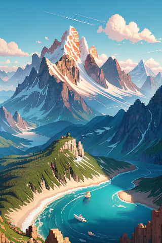 masterpiece, best quality,pixel art,  ,no_humans,mountain