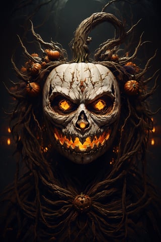 ghost, Halloween 
style, Halloween party, Halloween time,  art design illustration face,EpicArt,fantasy00d,DonMG414 ,horror, more details, more details, more beautiful, more beautiful ,Jack o 'Lantern,ff14bg