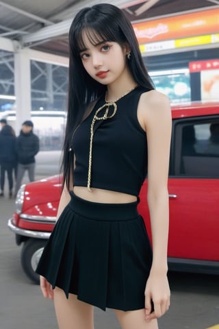 masterpiece, best quality,1girl, solo, black hair, wearing mini skirt, realistic, looking at viewer, black eyes, long hair, closed mouth, full body
,lalalalisa_m