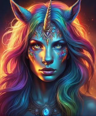 (Raw Photo:1.3) of (Ultra detailed:1.3) , (monster) Zombified rotting unicorn, rainbow colours, sparkling eyes, embers in her eyes, shining eyes, sharp features, flowing fiery mane, highly detailed, digital painting, artstation, concept art, smooth, sharp focus, beautiful mane, expressive eyes, illustration, art by Artgerm and greg rutkowski and alphonse mucha,Highly Detailed