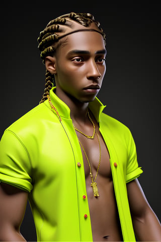((Best quality)), ((masterpiece)), ((realistic)) and ultra-detailed photography  1Boy nkneghmn  neon  ((Braided Hair)) in the middle of a ghetto urban neighborhood .  , Teen Male Boy, Rapping in a Fantasy Background with lots of gold jewelry and tons of diamonds, 3dmm style, (masterpiece, best quality), intricate details, solo, dark skin, purple eyes and pupils \ anime \), t, looking at viewer,3DMM
,perfecteyes,cum in breast