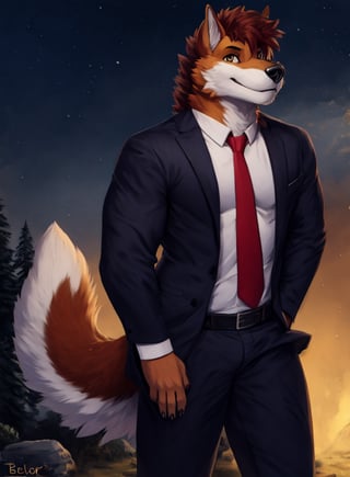 1boy, solo, werewolf in suit,belvor