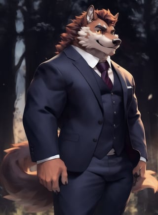 1boy, solo, werewolf in suit
