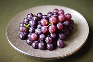 Pink Grapes on a silver Plate in  a fiction World