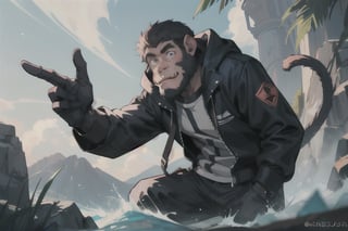 Noa is a ape from the movie "Planet of the ape", looking the viewer, in anime style
