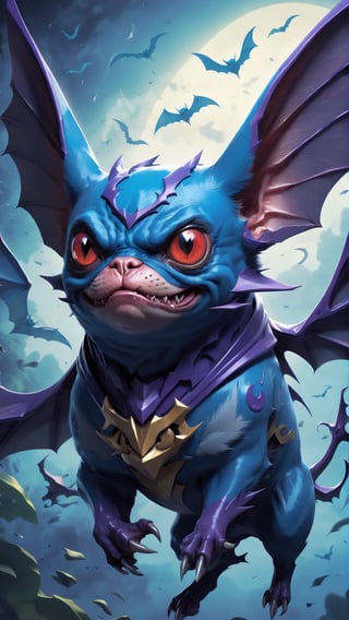 a highly detailed beautiful portrait of a Zubat from pokemon, that looks like a pug, by gregory manchess, james gurney, james jean,Leonardo Style,3d style, illustration,3d,vector art