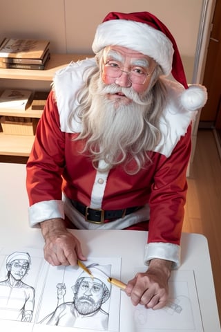 Draw one santa clause, on sketch.book.


