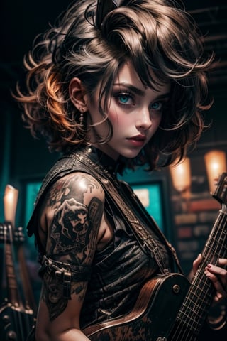 ( jisoo)(shaved side  black hair cut,,,kawacy art style , detallado, raw, absurdes, , mucha,chiarosaurio,aesthetic, mugshot, model pose, ,burlesque,dark-gothic-victorian-Dickens style ,yellow top-hat,suspenders, tank top otside,night,sensual, shy ,aesthetic ,light orange),
 ,Gun To Head , very realistic, photography fujifilm X-t3, photo grain, close up, ,shadows of the devil vintage, edgy, punk rock vibe, dirty, noisy . Textured, distressed, vintage, edgy, punk rock vibe, dirty, noisy,EnvyBeautyMix23,valkyrie style,Niji Kei