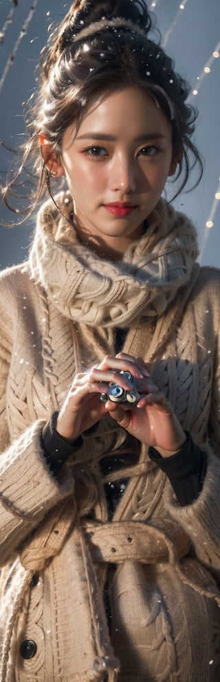 A photorealistic representative of Winter Snow queen, ice white hair, shiny blue eye, sharp look into viewer, juicy lips, Long Eyelashes, Hourglass body, thin waist, wearing black glove with shining snow logo embroidery, white snow belt with red long silk lash, (winter storm in the background:1.5), fantasy, born from snow and happiness, Best quality photo, vibrant color, detailed_background, fractal color, mesmerizing atmosphere, perfect fingers, no finger interlock,1girl锛� roujinzhi, lenkaizm art, 1 girl,  (photorealistic:1.2),  ultra-detailed,  finely detailed,  high resolution, 32k UHD, sharp-focus, (best quality:1.5), (masterpiece:1.3), beautiful and aesthetic, (HDR:0.7), high contrast, (bokeh:1.5), lens flare, GdClth,1girl, very wide angle lens shot, vivid colors, photoshot with a 25mm Nikon lens, calm and elegant, simple gradients, skin grain detail, ,yoona