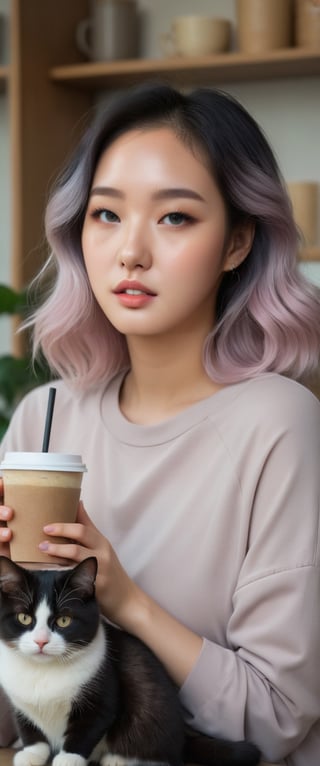Realist portrait of a deception of ( breathtaking ethereal RAW photo of female ((extremely realistic photo)), (professional photo), (Best quality, 8k, 32k, Masterpiece, HD: 1.2),1 girl, most beautiful korean girl, Korean beauty model, stunningly beautiful girl, gorgeous girl, , ,floralpunk woman and two cats in front of coffee, light pastel ombre hair, artsy folk art background, butterflies, photo realistic anime style, airbrushed

,ct-jeniiii, ct-eujiiin, ct-goeuun, ct-fujiii