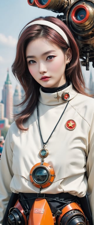 soviet poster, soviet cyberpunk, steampunk, sovietpunk, retrofuturistic,OlgaKostyantynivnaKurylenko,minsi,goeun