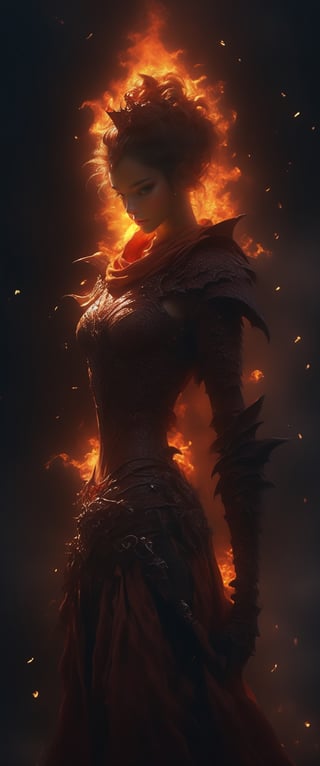  evil woman god  with bone armor, rider of dragons ,the armor has the devil symbol ,holding a longsword in fire, with a bone  crown ,a white cape ,and sunlight behind in the hell, painting canvas style, sharp focus, emitting diodes, smoke, artillery, sparks, racks, system unit, perfect composition, beautiful detailed intricate insanely detailed octane render trending on artstation, 8 k artistic photography, photorealistic concept art, soft natural volumetric cinematic perfect light, chiaroscuro, award - winning photograph, masterpiece, oil on canvas, raphael, caravaggio, greg rutkowski, beeple, beksinski, giger,ct-niji2,ct-drago