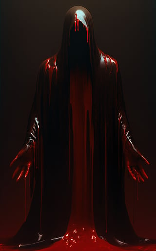 presence of death before his victims, blood dripping from his hands representing the corrupted souls he has captured, presence of red to emphasize the blood, agony and stress, purgatory scene, crawling aberrations,LegendDarkFantasy,beyond_the_black_rainbow