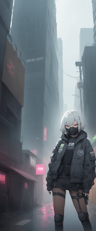 There is a woman with white hair and  a gas mask and an umbrella on the street, post apocalyptic Tokyo, set in post apocalyptic Tokyo, gloomy apocalyptic style, cyberpunk photo, anime style mixed with Fujifilm, Cyberpunk Hiroshima, hyperrealistic cyberpunk style, cyberpunk streetwear, cyberpunk grunge, en cyberpunk aesthetic, cyberpunk streets in japan, in cyberpunk style, cyberpunk horror style, in the cyberpunk city))),angry, latex uniform, eye angle view, ,aw0k nsfwfactory,aw0k magnstyle,danknis,sooyaaa,Anime,dlwlrma,Comic Book-Style