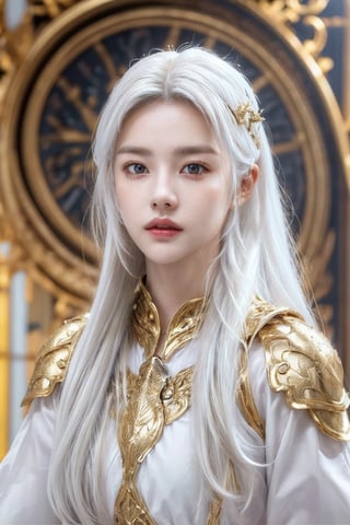 (WHite hair girl in Golden armor:1.5), sexy Warriors, (full body), masterpiece , best quality , ultra detailed , "detailed background" , perfect shading , high contrast , best illumination , extremely detailed , ray tracing , realistic lighting effects , (beautiful detailed face , beautiful detailed symmetrical eyes:1.5) , one woman , full lips , light smile , longt-hair , long_white-silver_hair, best lighting , full_length_portrait, dragon lying_behind background, ,Dragon,YeaJi Seo,bibilorashy,kimtaeri,nana,goyoonjung,iu,hyojoo,yoona,sohee,jisoo,m_kayoung,rachel_mypark,limjjy2