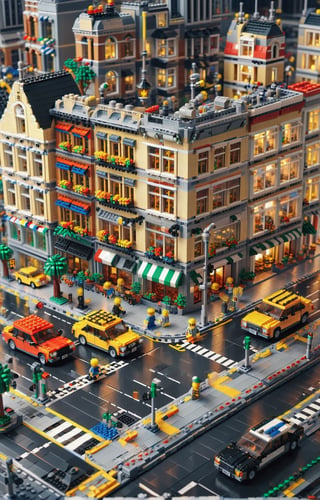 LEGO city street night scene, highly detailed, super high resolution, 8K UHD,lego