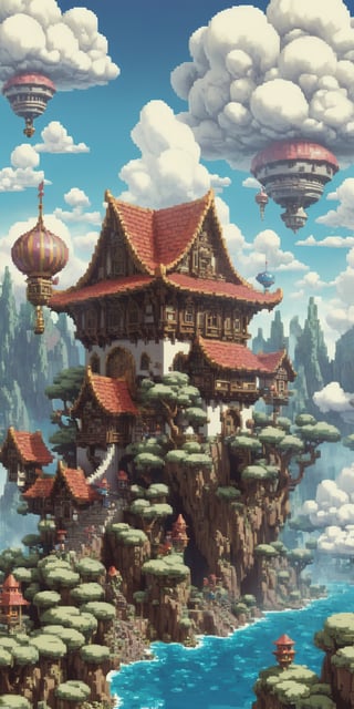 pixel games 《Dragon Quest》, GAMECHARACTER DESIGN, (Warriors:1.4), surrounded by clouds, 16-bit pixel art,pixel