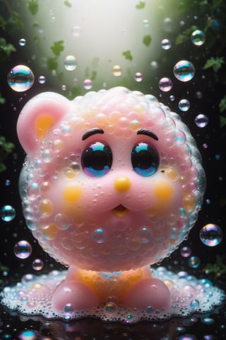 Made of bath foam and soap bubbles, photo of Kirby, cute, Kawaii theme, sharp focus, vibrant colors, strong film grain, cinematic lighting,detailmaster2,more detail XL