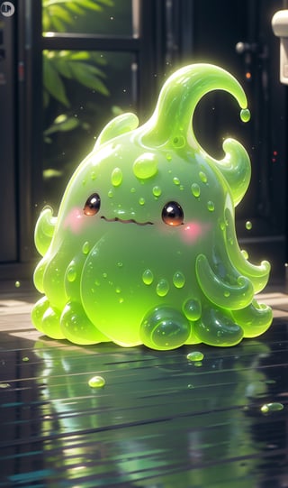 ((best quality)), ((Masterpiece)), blob slime, transparent slime, translucent, kawaii effects, kawaii glow, cute, more prism, vibrant color, small bathroom,toilet,(green slime alien blob monster with tentacles), pops out of the toilet, small bathroom background, 1toilet, 1window, ((green slime explosions)), checkerboard floor,mess, newspapers,detailed face, (perfect anatomy), masterpiece prima, extremely detailed CG, 8k, detailed body, ultra-detailed, realistic, ((ultra- detailed)), ((intrinsically detailed)), ,slime,3dcharacter