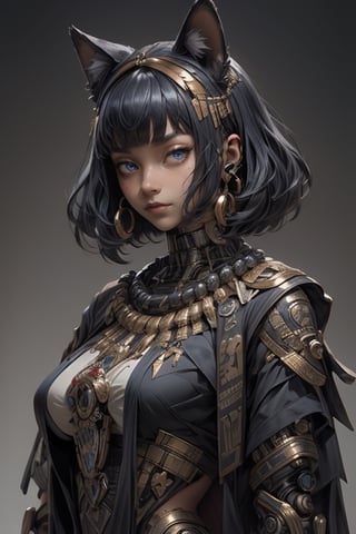 masterpiece, ultra hd, 8k,hdr, dynamic , blue eyes , hyper realistic, detailed background, finely detailed_body, big_boobs , fullbody,1girl, very long hairstyle, (dark blue hair color:1.2), (bright eyes:1.1), | symetrical crown, egyptian, egyptian clothes , egypt godess ,egypt , hecate , fox_ears , seethru , Animal ear, perfecteyes,Detailedface,Detailedeyes,mechanical_arms,cybernetic_enhancements,Building_Egyptian,city